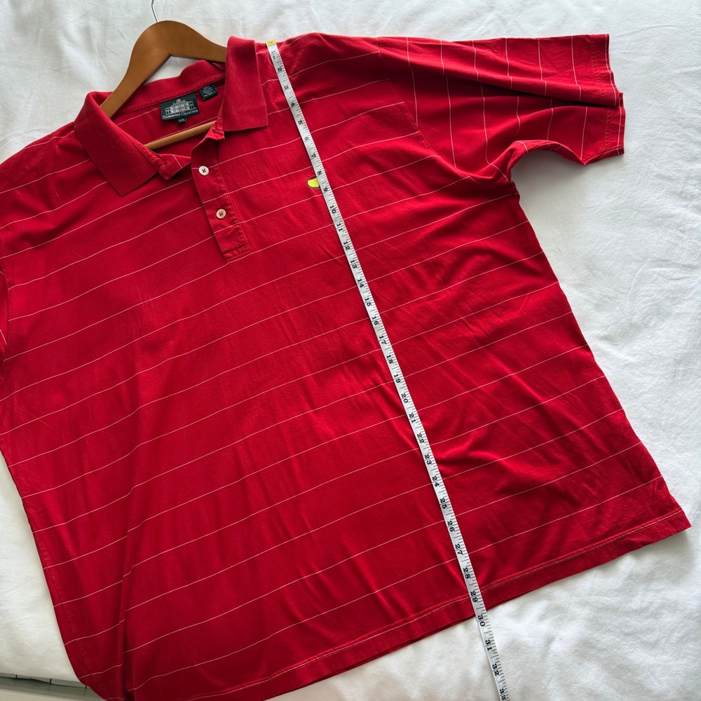 Masters Clubhouse Collection Red Striped Golf Polo Shirt Mens XXL Made in Italy - Picture 7 of 10
